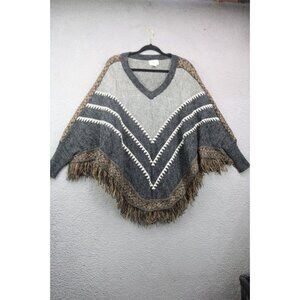Fascination Wool Blend Aztec Poncho-Size S/M-Western-Cowgirl-Chunky Knit